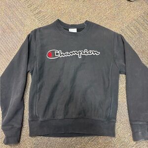 Champion Reverse Weave Black Crewneck Sweater